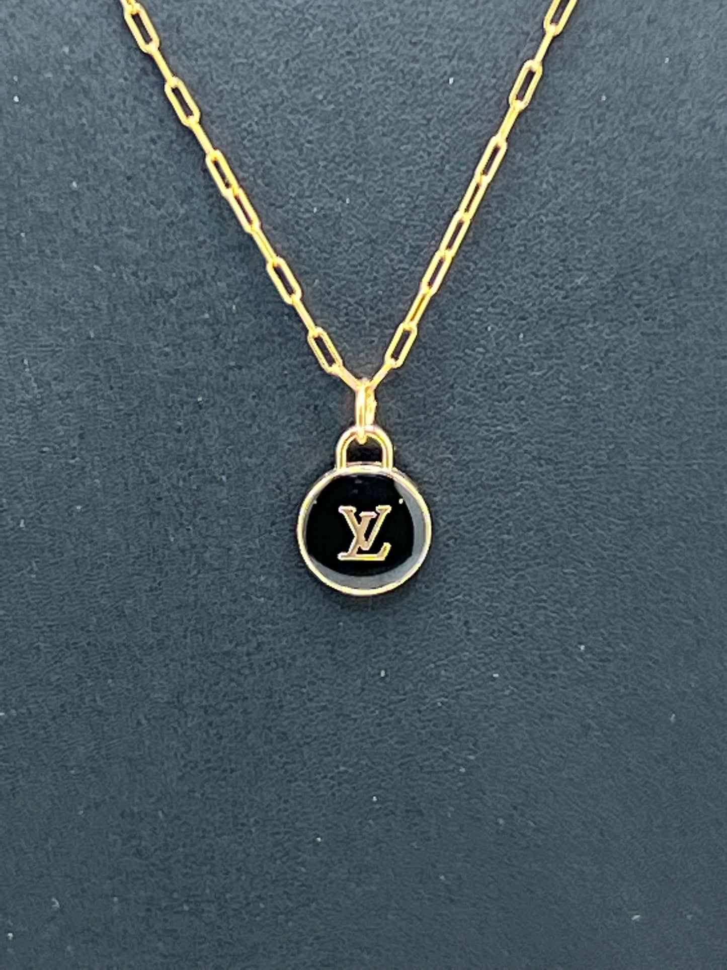 Black Designer Zipper Pull Gold Filled Necklace