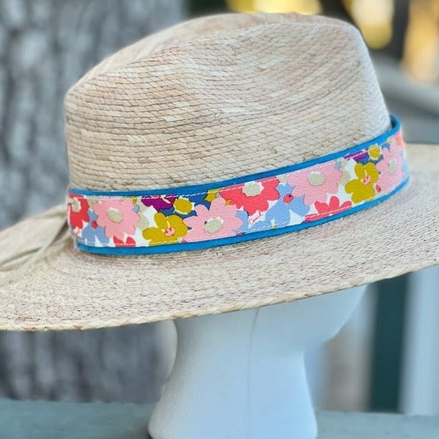 Pink and Blue Floral Hatband