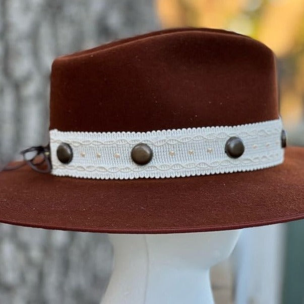 Bronze and Lace Trim Hatband