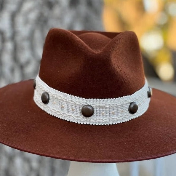 Bronze and Lace Trim Hatband