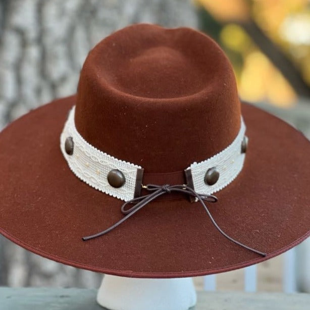 Bronze and Lace Trim Hatband