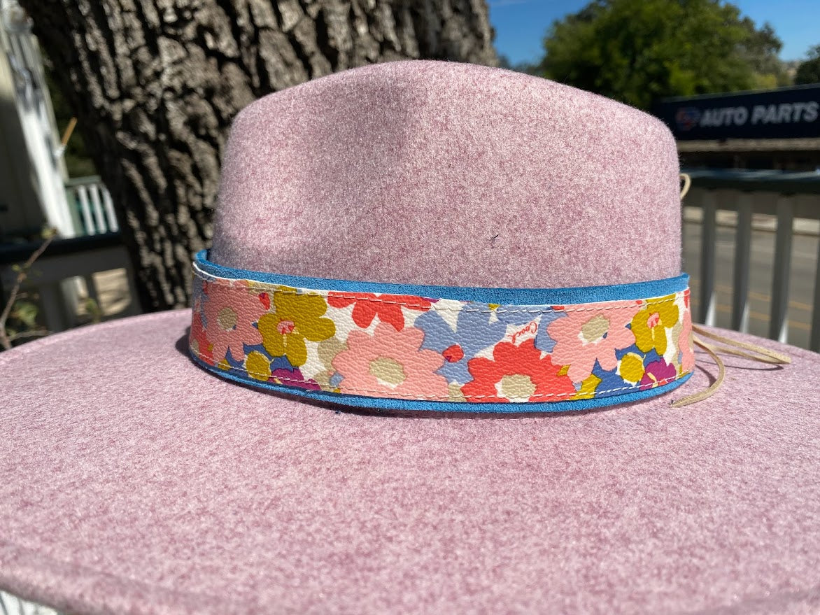 Pink and Blue Floral Hatband