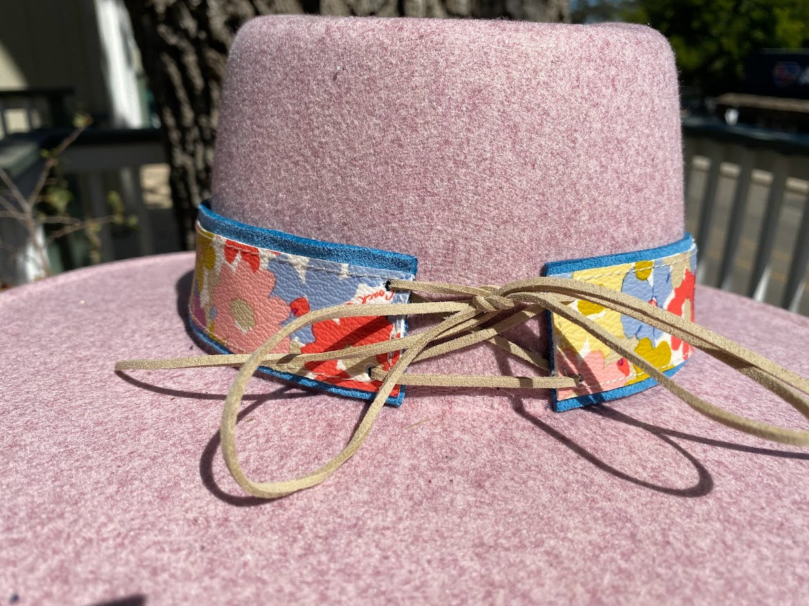 Pink and Blue Floral Hatband