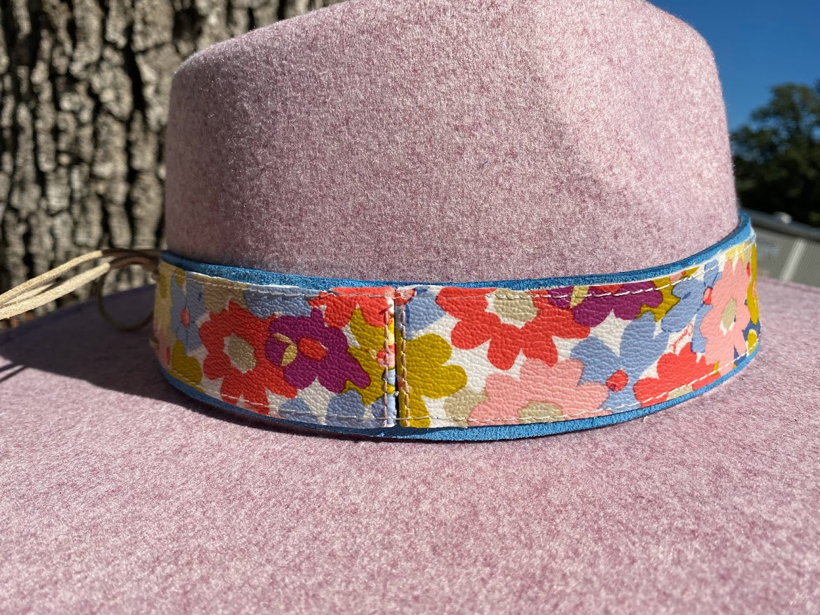 Pink and Blue Floral Hatband